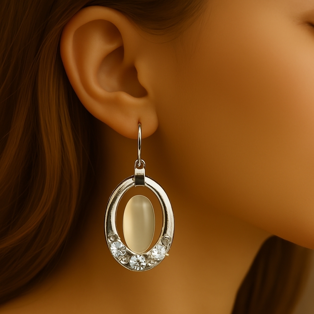 Croft & Barrow Silver-Tone Crystal Hoop Dangle Earrings – Fishhook Drop Style
